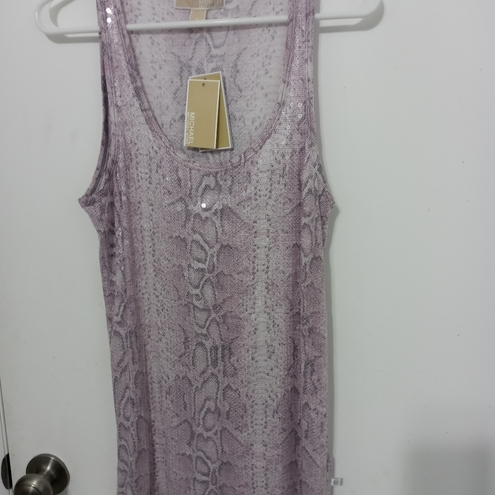 Michael Kors Sleeveless Snake Skin Pattern Tank Top